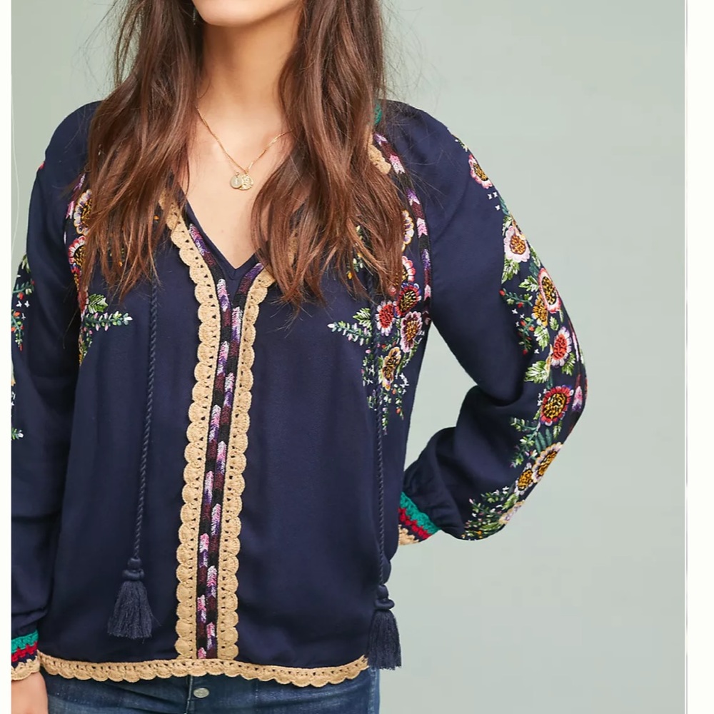 Anthropologie Jessa Embroidered top by Love Sam